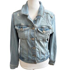 Aeropostale Women's Medium Distressed Light Wash Denim Jacket